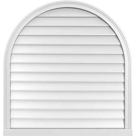 Ekena Millwork Round Top Surface Mount PVC Gable Vent w/ 2"W x 2"P Brickmould Sill Frame, 38"W x 40"H GVPRT38X4003SN